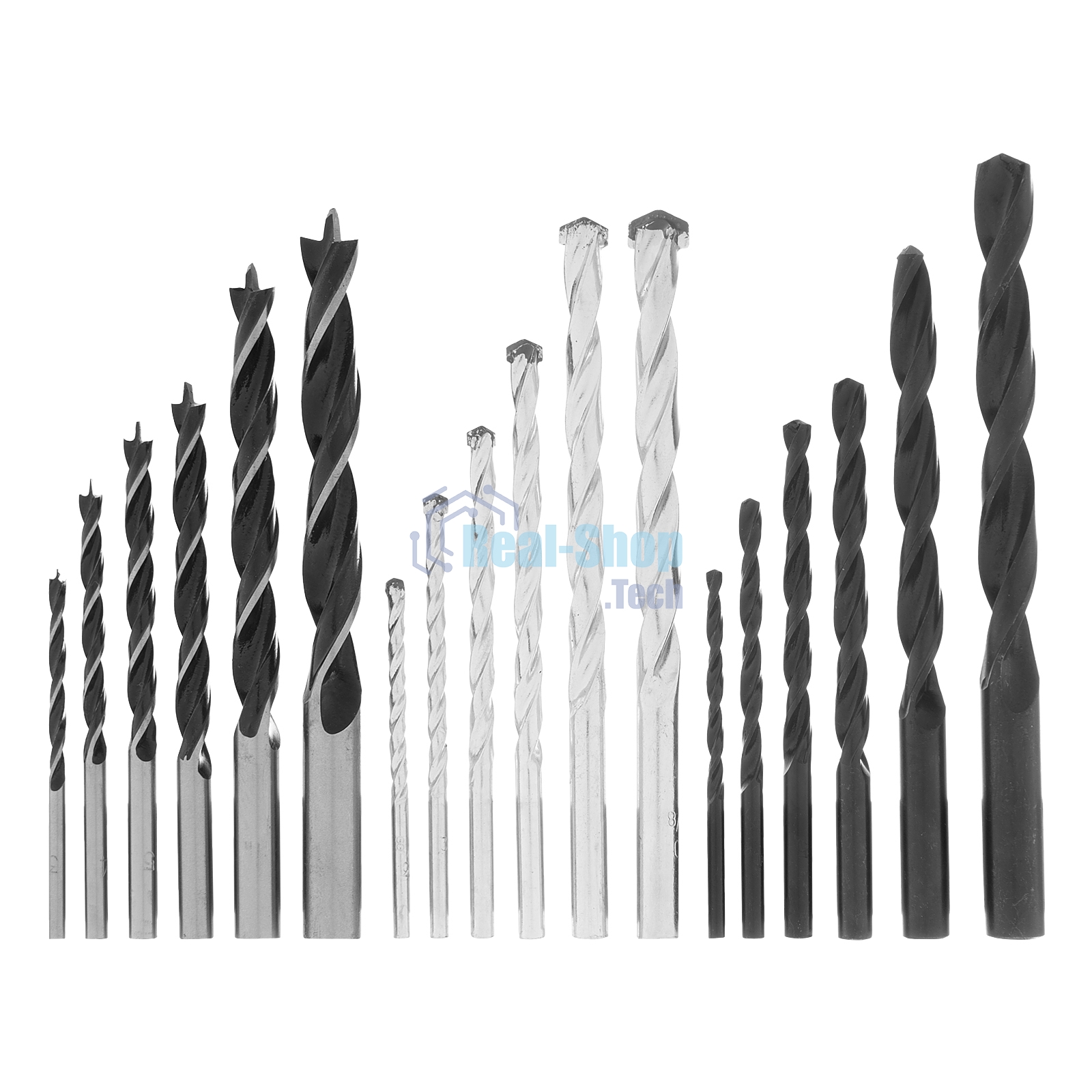 Набор сверл по бетону, металлу, дереву Sparta 3-4-5-6-8-10 мм, 18 шт. пласт. бокс, цилин. хвост.