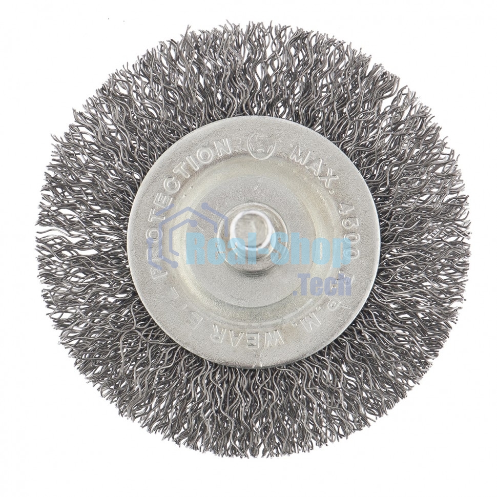 Щетка для дрели Сибртех 60 мм, плоская со шпилькой, витая проволока 0,3мм
