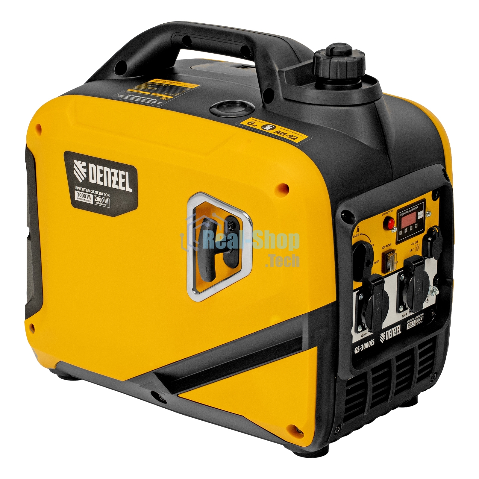 Генератор инверторный Denzel GS-3000iS, 3,0 кВт, 230 В, закрытый корпус, ручной старт