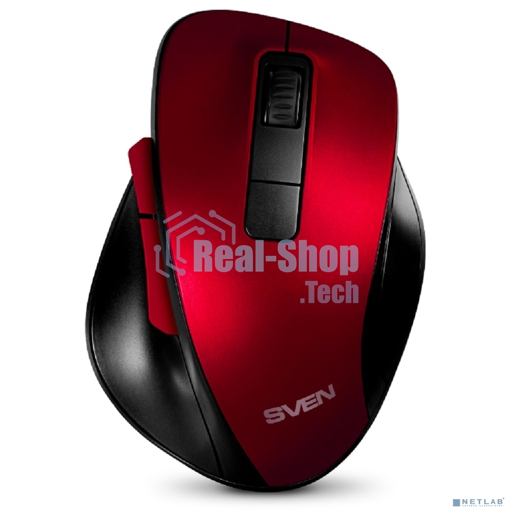 Мышь беспроводная Sven RX-525SW красная (бесшумн. кл., 5+1кл. 600-1400DPI, Soft-touch, блист.)