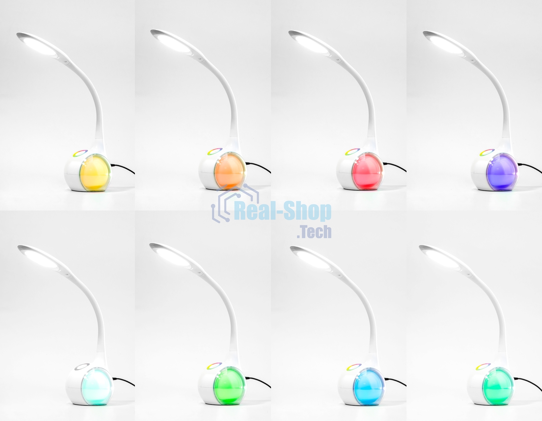 Светодиодная настольная лампа с RGB подсветкой Ambrella light DE532 WH белый LED 4200K+RGB 7.5W