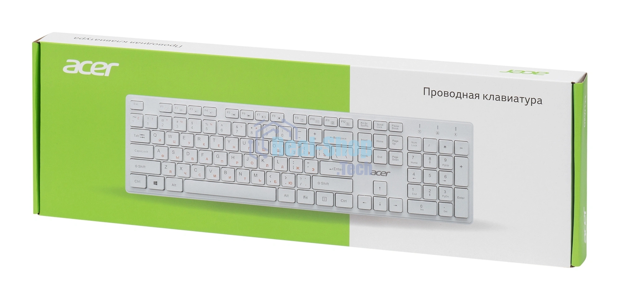 Клавиатура проводная Acer OKW123, USB, белый