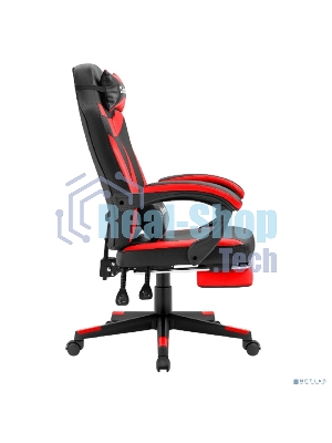 Кресло Defender CRUISER BLACK/RED черный/красный, экокожа, подставка для ног