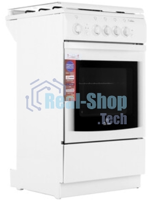 Плита газовая De Luxe 5040.36Г (КР) белый, конфорок 4 шт, духовка 43 л, 50 см x 85 см x 50 см
