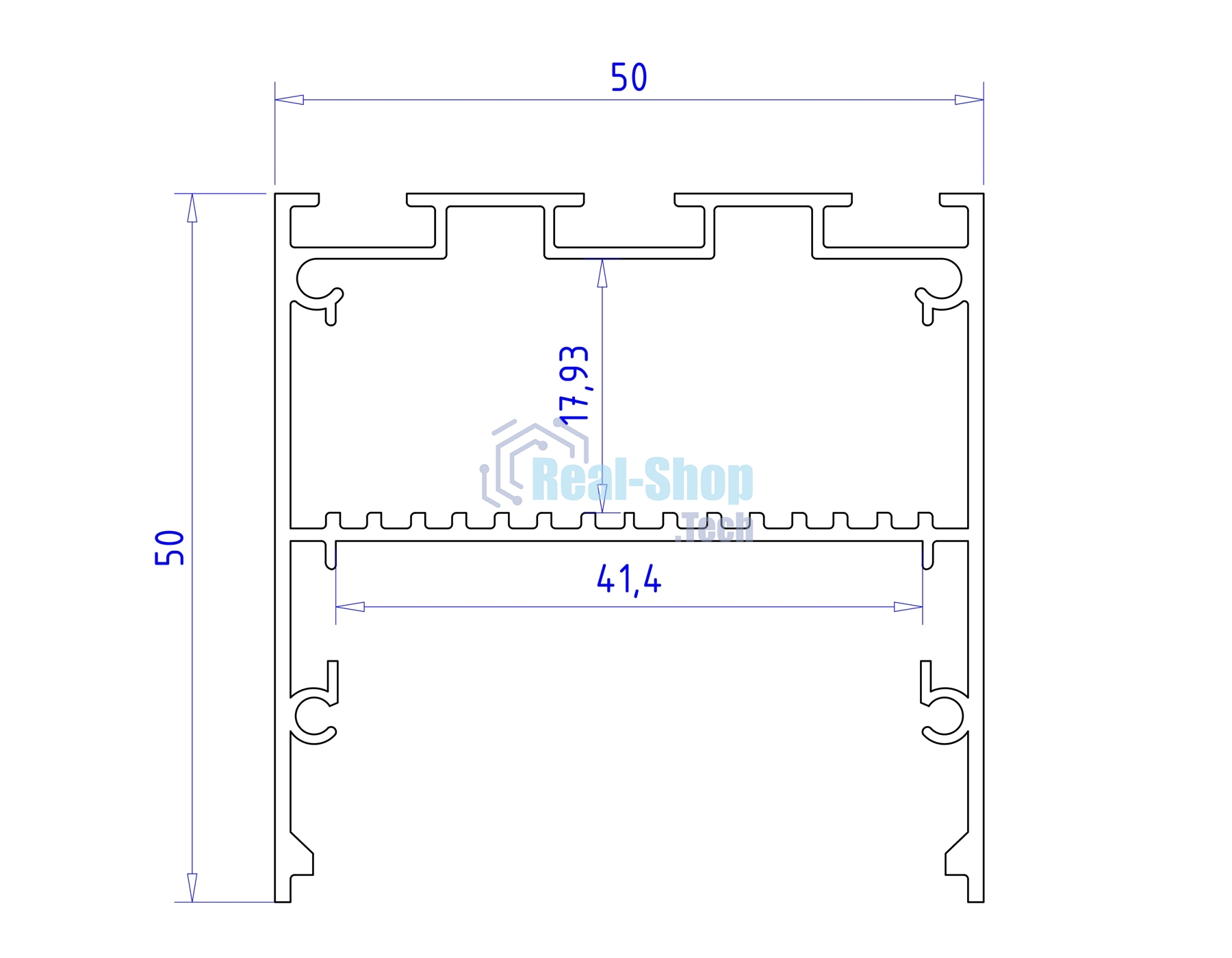 Алюминиевый профиль Ambrella light GP3100BK черный 2000*50*50