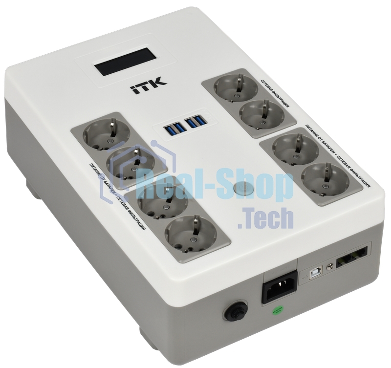 Источник бесперебойного питания ITK ELECTRA EST8-600VA-1-001 / 600 ВА / 360 Вт / 8 x CEE 7 (евророзетка)