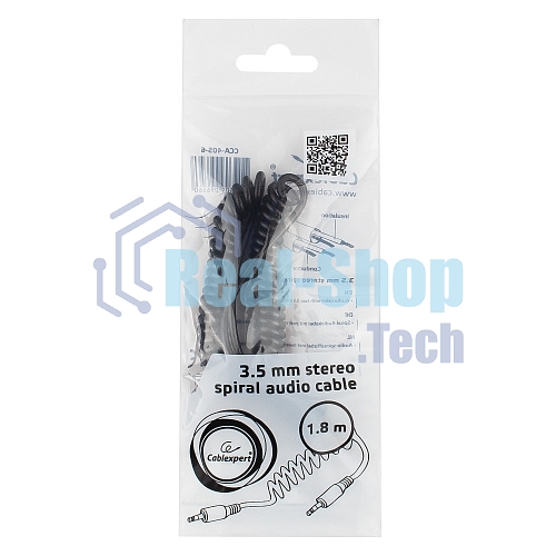 Кабель аудио Cablexpert CCA-405-6, Jack3.5 - Jack3.5, 2м, спиральный