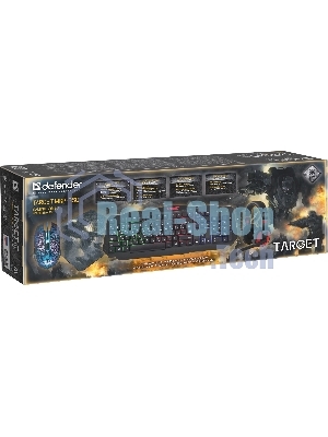 Комплект клавиатура+мышь Defender Target MKP-350 проводной, USB, 3200 DPI, чёрный/красный
