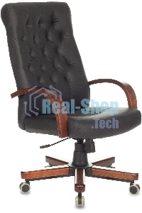 Кресло руководителя Бюрократ T-9928WALNUT/ECO черный, эко.кожа, крестовина металл/дерево