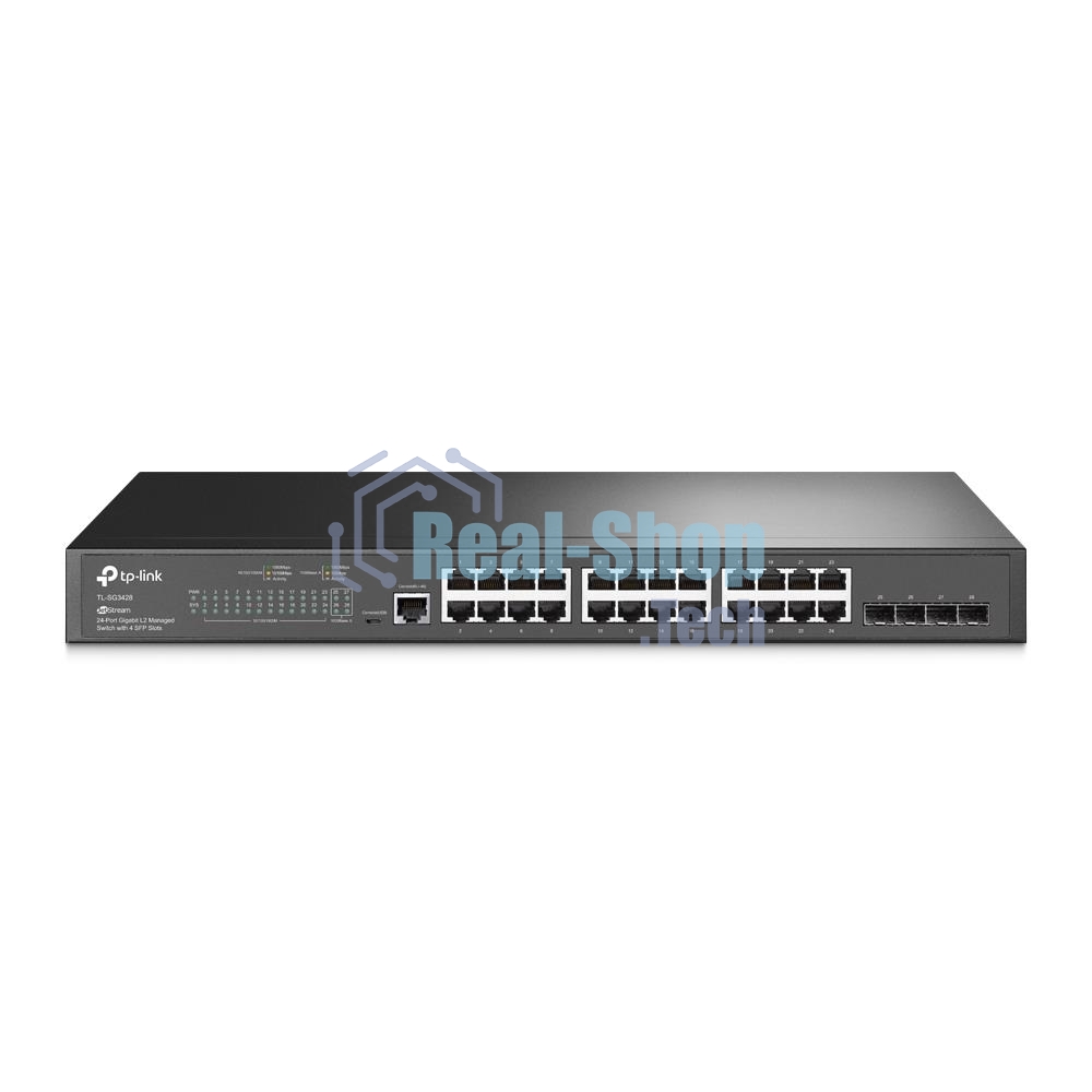 Коммутатор TP-Link JetStream 24-port Gigabit L2/L2+ Managed Switch with 4 SFP slots, support SDN controller, abundant L2/L2+ features, 1U rack mountable, full managed via web UI/CLI/Console/SSH/Telnet/SNMP.