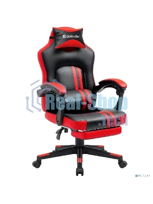 Кресло Defender DIABLO BLACK/RED черный/красный, экокожа, подставка для ног