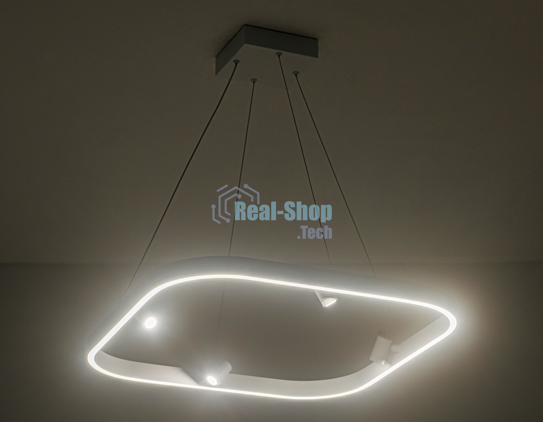 Подвесной светодиодный светильник Ambrella light FL5802/1+4 WH белый 50W 3000K/4200K/6400K 600*600*1200 (без ПДУ)