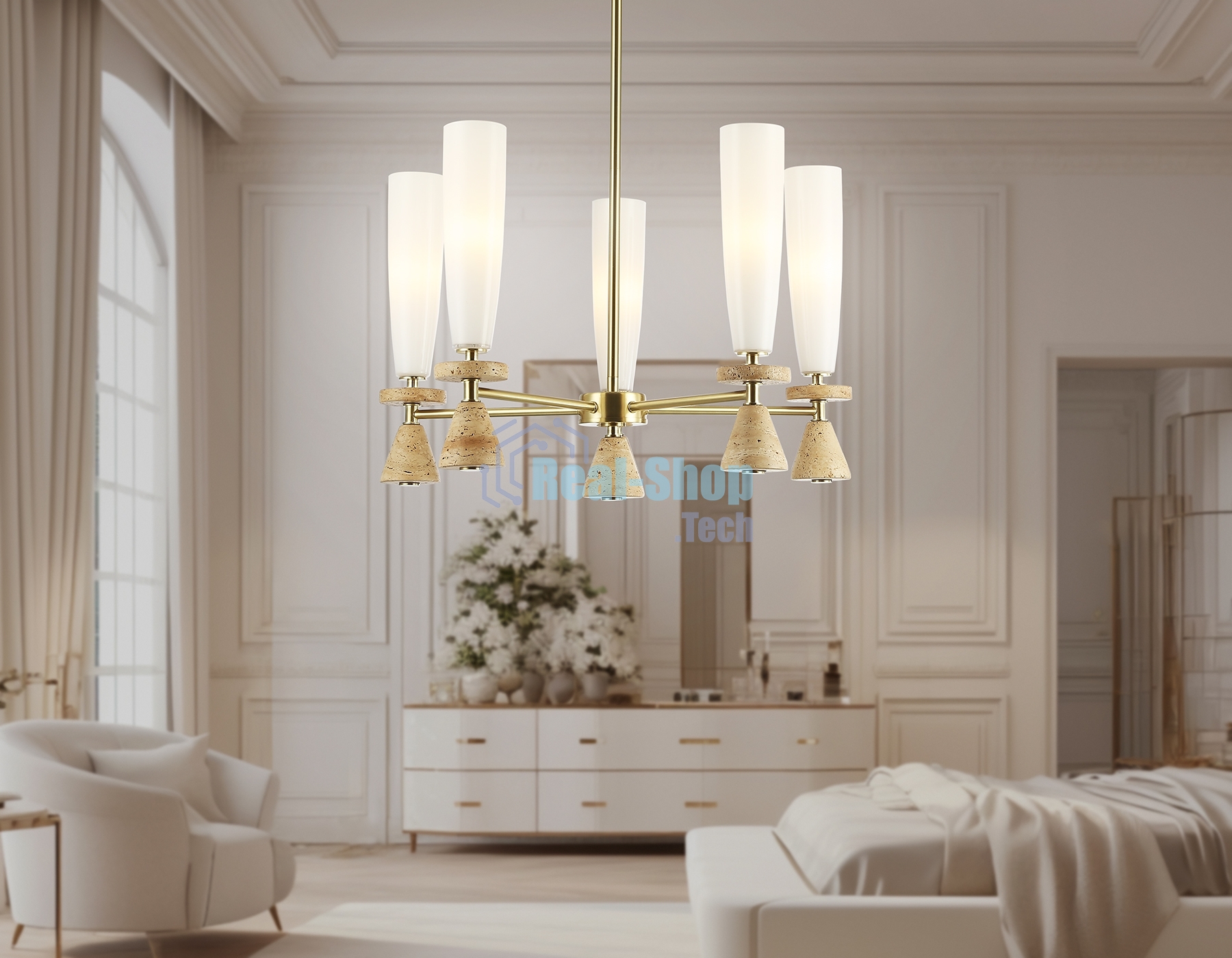 Люстра Ambrella light LH75371/5 GD/WH золото/белый G9*5 max 28W D600*675