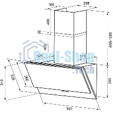 Вытяжка наклонная Krona Olly 600 PB черный, 60 см, 575 куб. м/ч, 50 дБ