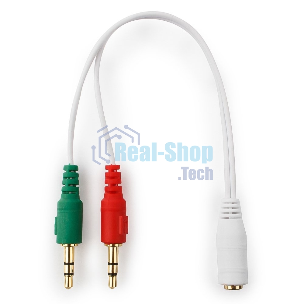 Кабель аудио сигнала Cablexpert, Jack3.5 нушники + 3.5 микрофон-> Jack3.5 4pin, длина 20 см, белый