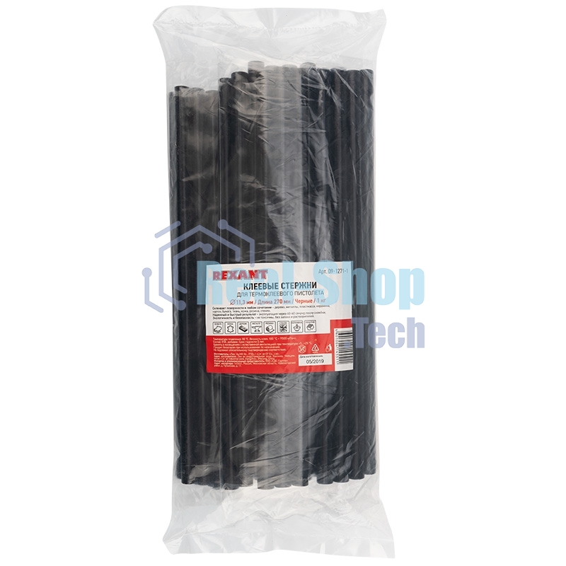 Клеевые стержни Rexant, Ø11 мм, 270 мм, черные, 1кг., пакет