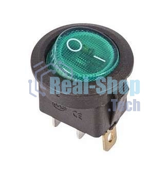 Выключатель клавишный Rexant круглый 250V 6А (3с) ON-OFF зеленый с подсветкой