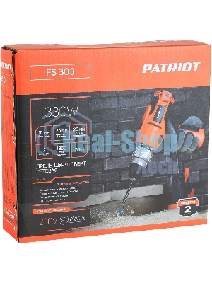 Дрель-шуруповерт Patriot FS 303, 330 Вт, 25 Нм, щеточный