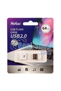Флешка USB Netac U116 64Gb NT03U116N-064G-20WH, USB 2.0, миниатюрная пластиковая белая