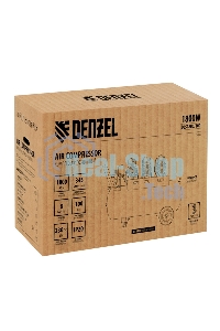 Компрессор безмаслянный малошумный Denzel DLS 1800/100,1800 Вт, 3х600, 100 л, 345 л/мин
