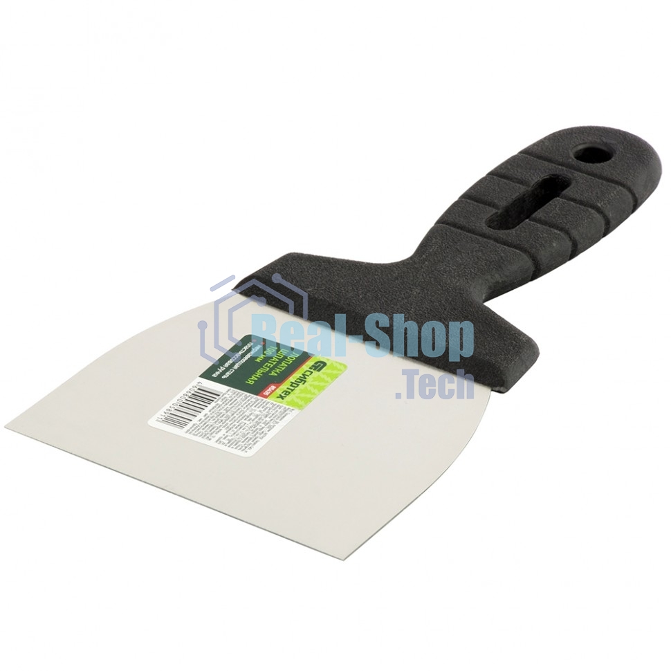 Шпательная лопатка из нержавеющей стали Сибртех, 100 мм, пластмассовая ручка