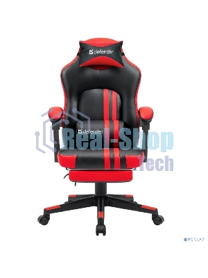 Кресло Defender DIABLO BLACK/RED черный/красный, экокожа, подставка для ног