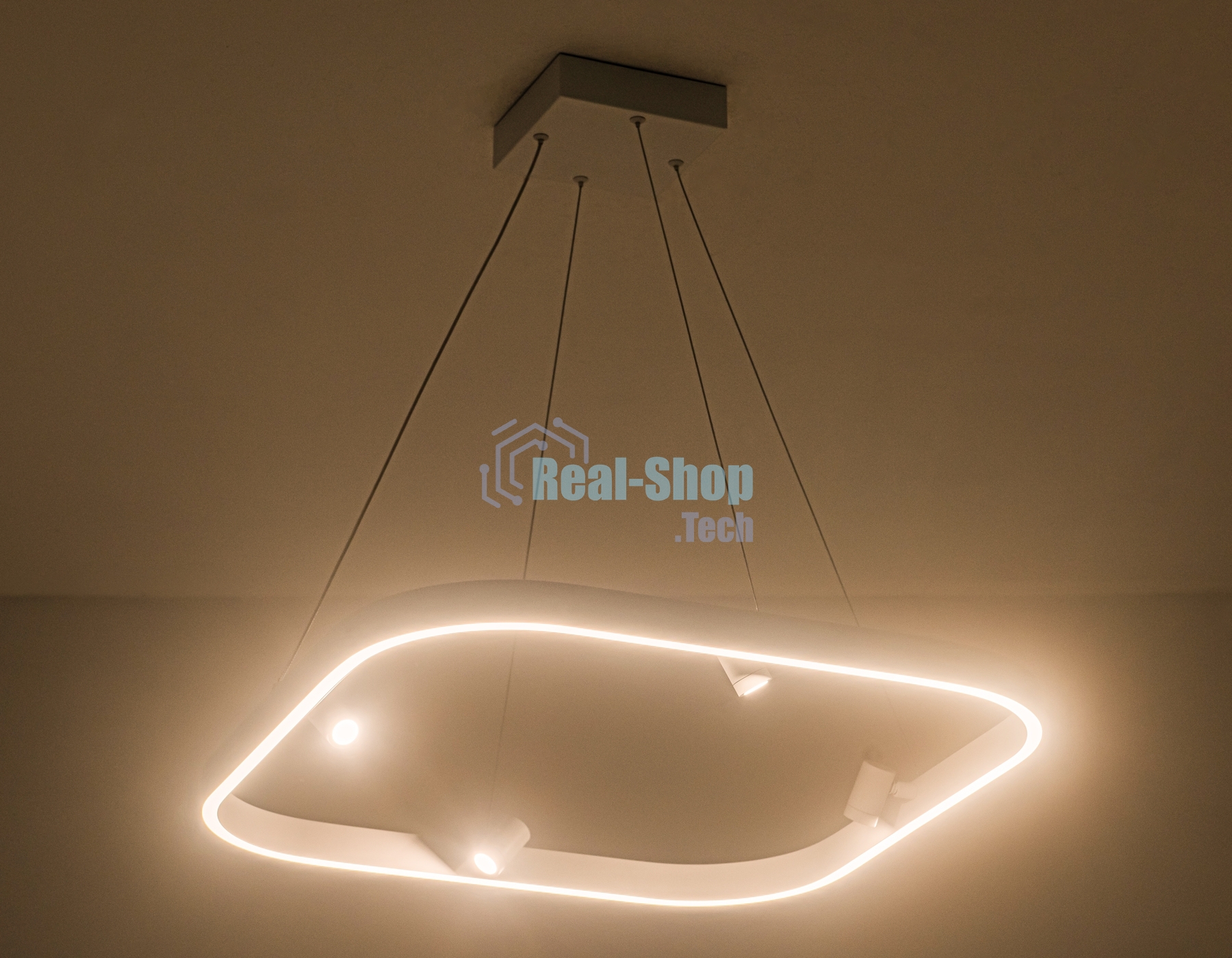 Подвесной светодиодный светильник Ambrella light FL5802/1+4 WH белый 50W 3000K/4200K/6400K 600*600*1200 (без ПДУ)