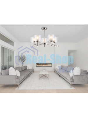 Люстра Ambrella light LH57001/5 SN/FR никель/белый матовый E14/5 max 40W D690*390