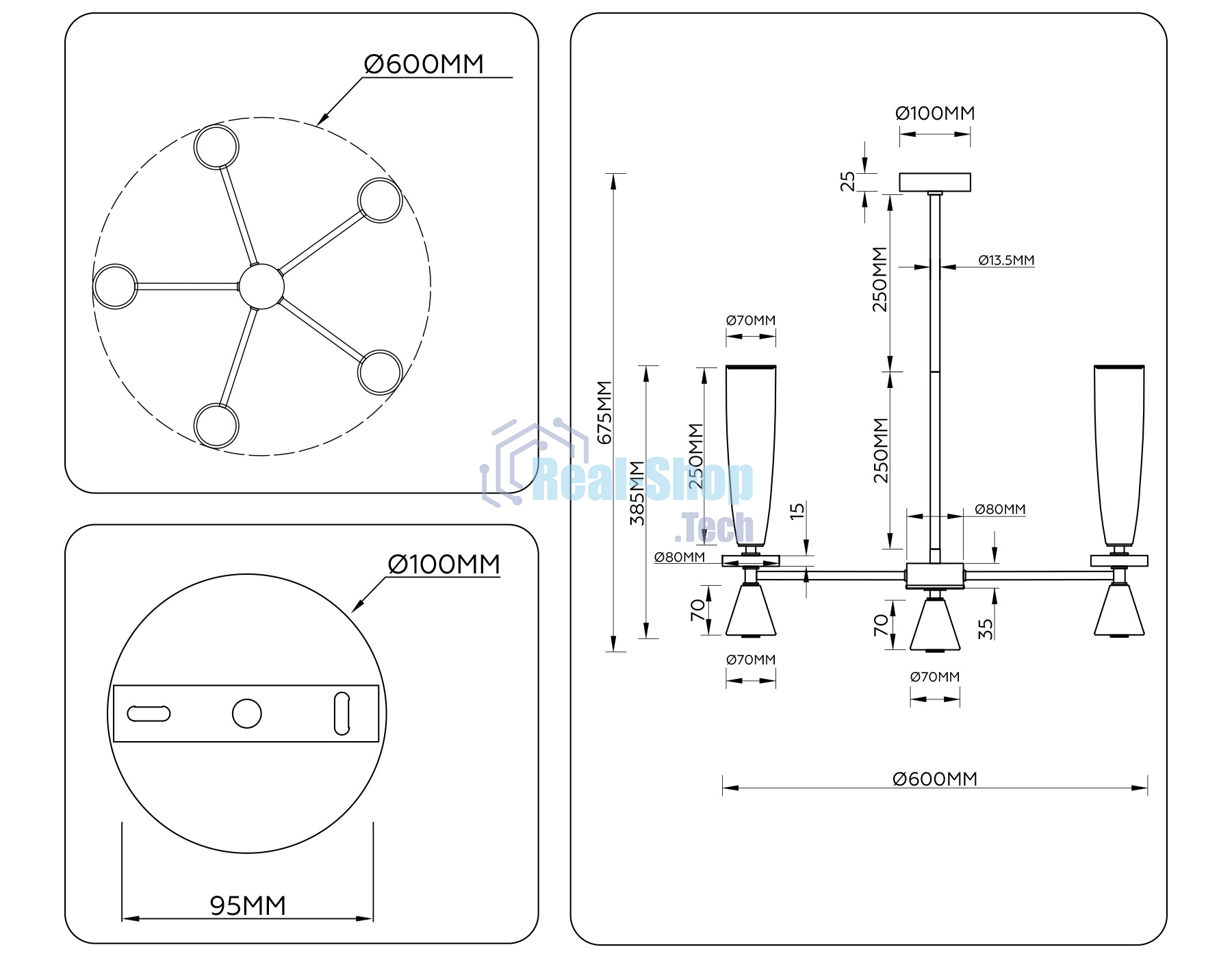 Люстра Ambrella light LH75371/5 GD/WH золото/белый G9*5 max 28W D600*675