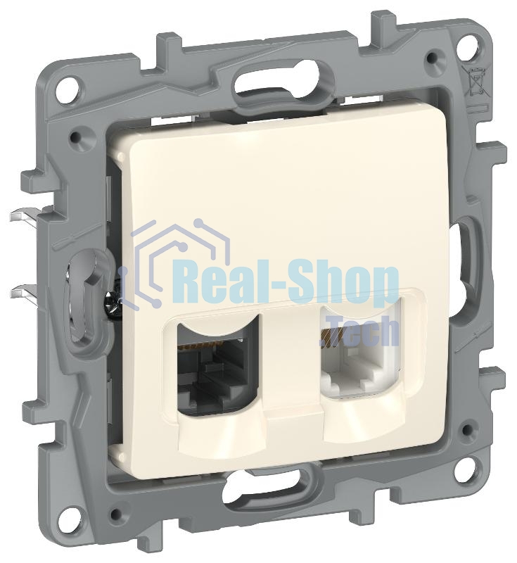 Etika Слоновая кость Розетка двойная RJ11+RJ45 кат.5E UTP  | 6723521 | IEK