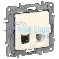 Etika Слоновая кость Розетка двойная RJ11+RJ45 кат.5E UTP  | 6723521 | IEK