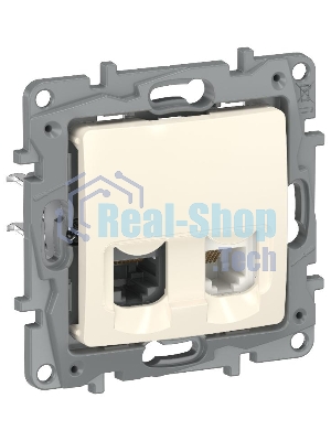 Etika Слоновая кость Розетка двойная RJ11+RJ45 кат.5E UTP  | 6723521 | IEK