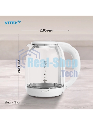 Чайник электрический Vitek VT-WK1045 1.7л. 2200Вт белый корпус: стекло