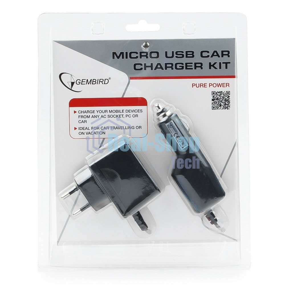 Набор зарядных устройств с Micro-USB разъемом Gembird MP3A-CAR-KIT1 110/220V-5V и 12VDC-5V черный