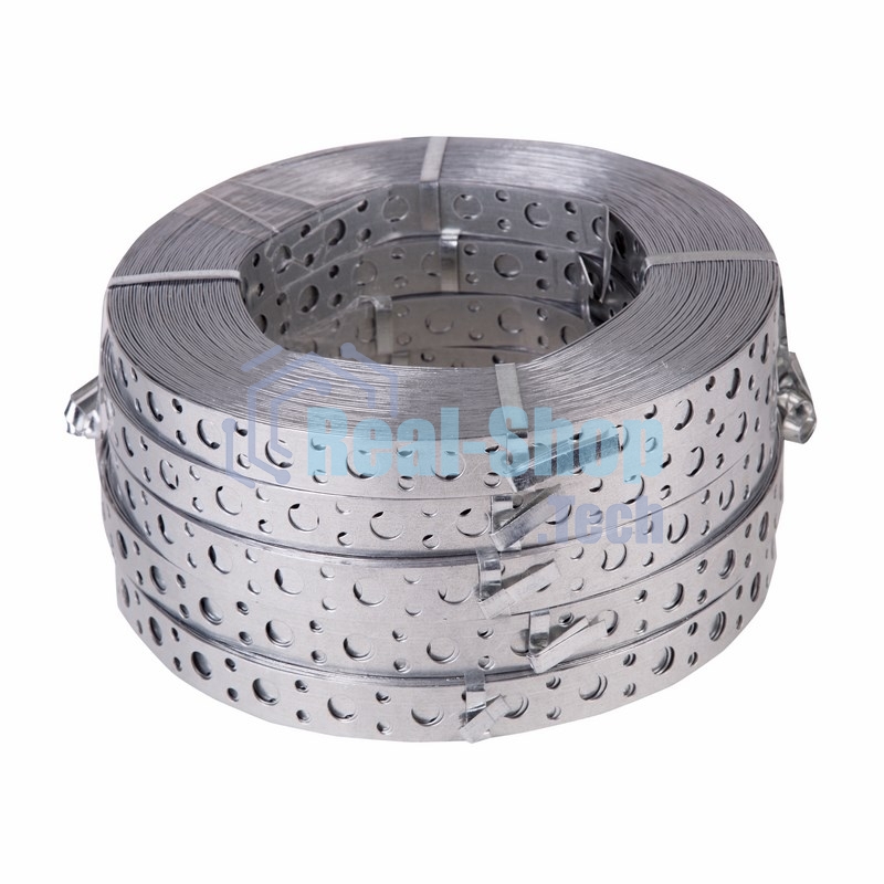 Лента полоса монтажная оцинкованная, перфорированная прямая Rexant, 20х0,70 мм, рулон 25 м