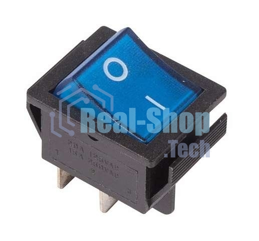 Выключатель клавишный Rexant 250V 16А (4с) ON-OFF синий с подсветкой