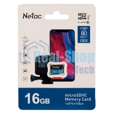 Флеш карта microSDHC 16Gb Netac P500 NT02P500STN-016G-S (без SD адаптера) 80Mb/s