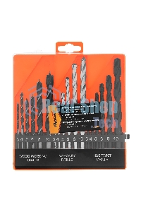 Набор сверл по бетону, металлу, дереву Sparta 3-4-5-6-8-10 мм, 18 шт. пласт. бокс, цилин. хвост.