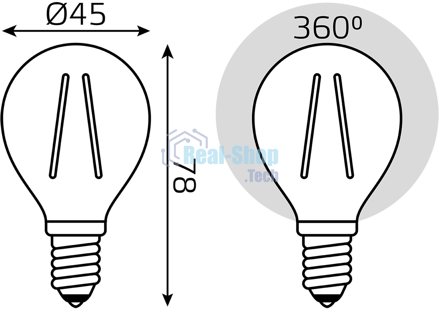 Лампа светодиодная филаментная Gauss Filament 8Вт цок.:E14 шар св.свеч.бел.нейт. (упак.:10шт)