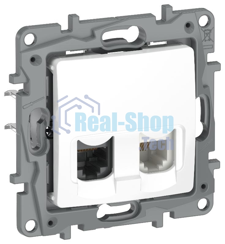 Etika Белый Розетка двойная RJ11+RJ45 кат.5E UTP  | 6722521 | IEK