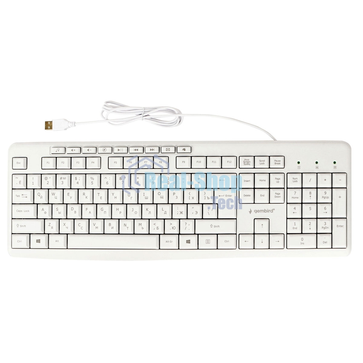 Клавиатура проводная Gembird KB-8430M, USB, белый