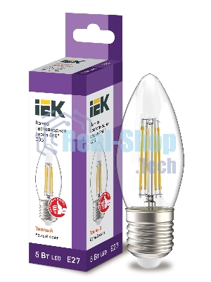 Лампа IEK LED C35 свеча прозрачный 5Вт 230В 3000К E27 серия 360°