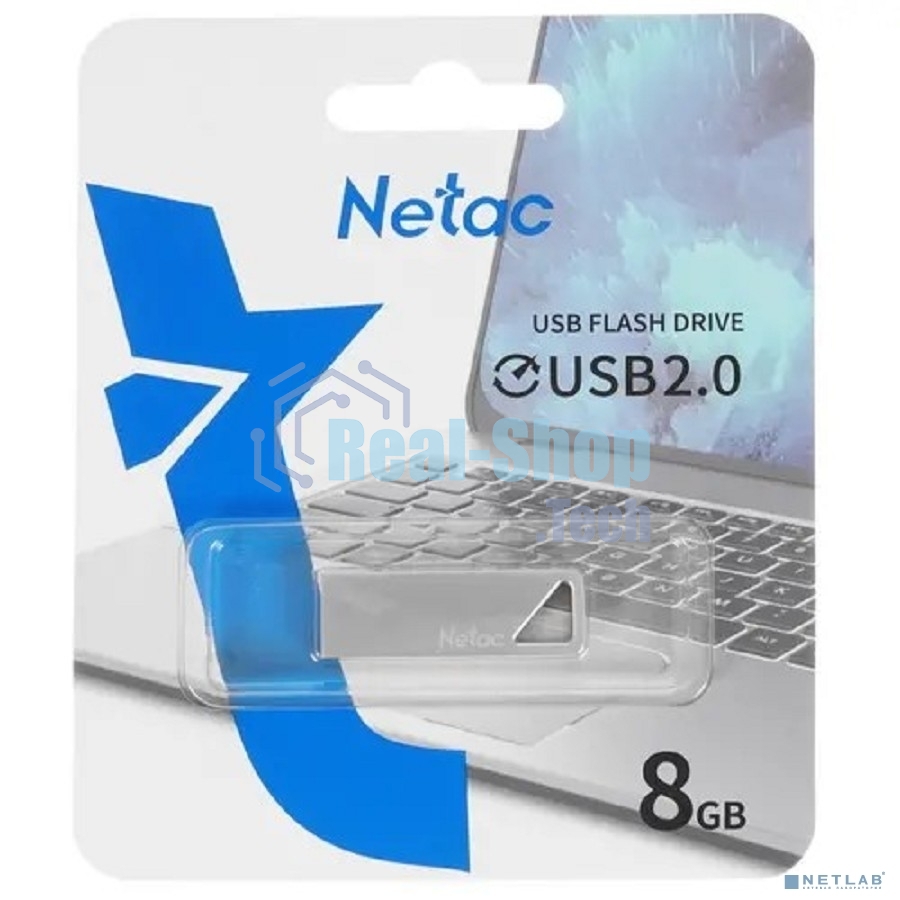 Флешка USB Netac U326 NT03U326N-008G-20PN 8Gb, USB 2.0, металлическая плоская
