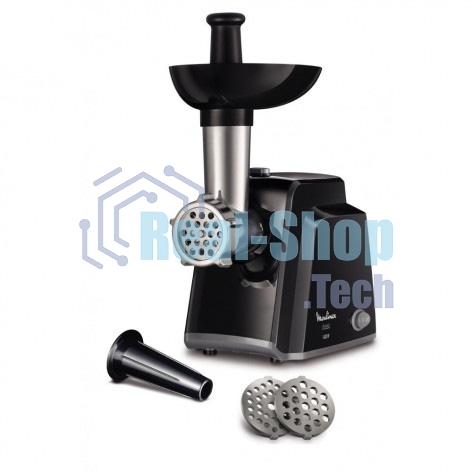 Мясорубка электрическая Moulinex ME105830 черный, 1400 Вт, 1.7 кг/мин, реверс, защита от перегрузки, насадки - 3