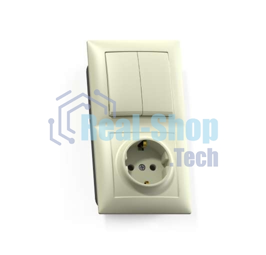 Блок Кунцево-Электро СП БКВР-412 Селена (2-кл. выкл. + розетка с заземл.) сл. кость