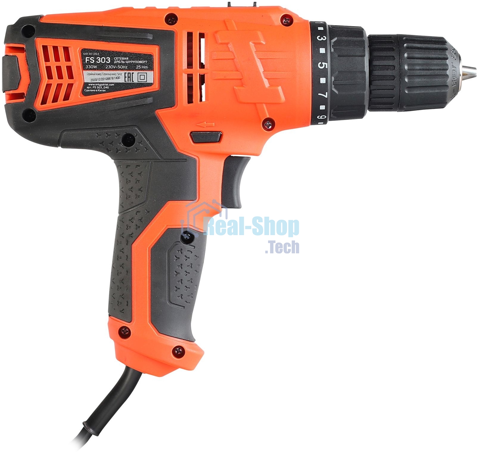 Дрель-шуруповерт Patriot FS 303, 330 Вт, 25 Нм, щеточный
