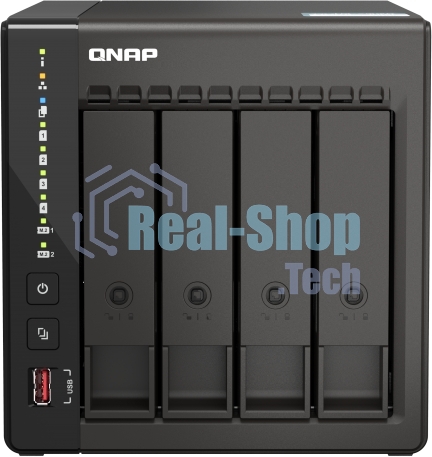 Сетевое хранилище SMB QNAP TS-453E-8G NAS, 4-tray w/o HDD. 2xHDMI-port. 4-core Celeron J6412 2-2.6 GHz, 8Gb DDR, 2x2.5Gb LAN, 2 x M.2 2280 PCIe Gen 3 x2, 2x USB 3.2 Gen 2 (10Gbps) Port, 2x USB 2.0 port