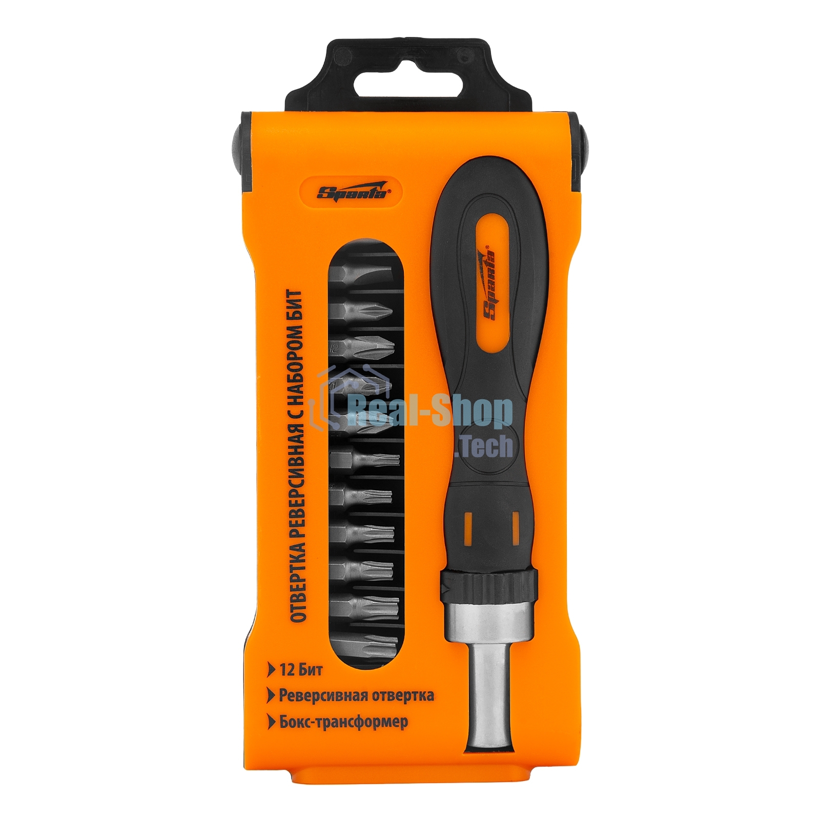 Отвертка реверсивная с набором бит, CrV, 12 шт. Sparta