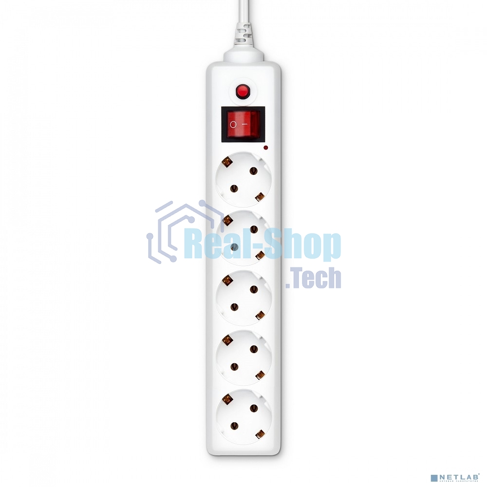 Сетевой фильтр Buro 500SH-1.8-W 1.8 м (5 розеток) белый (коробка)