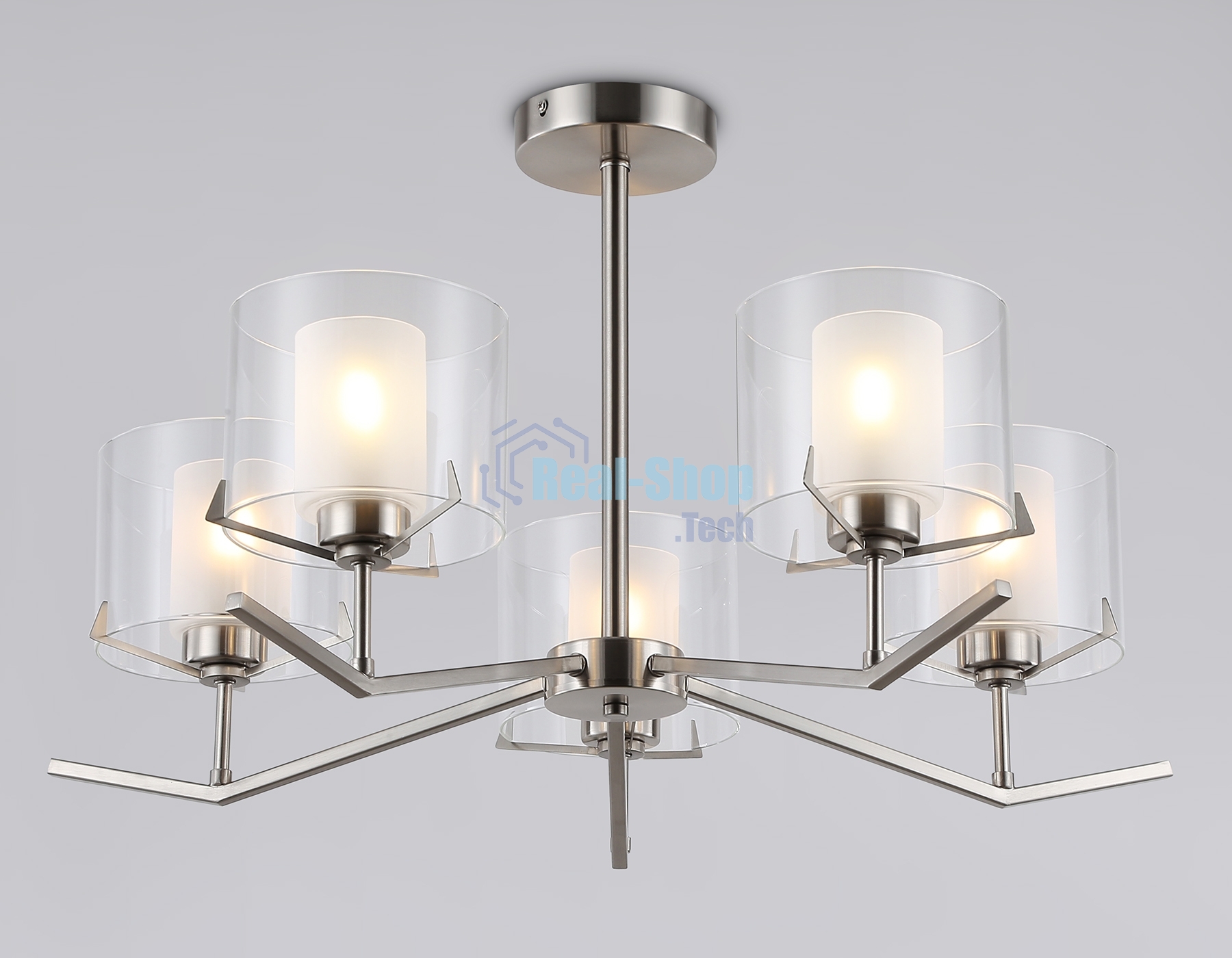 Люстра Ambrella light LH57001/5 SN/FR никель/белый матовый E14/5 max 40W D690*390
